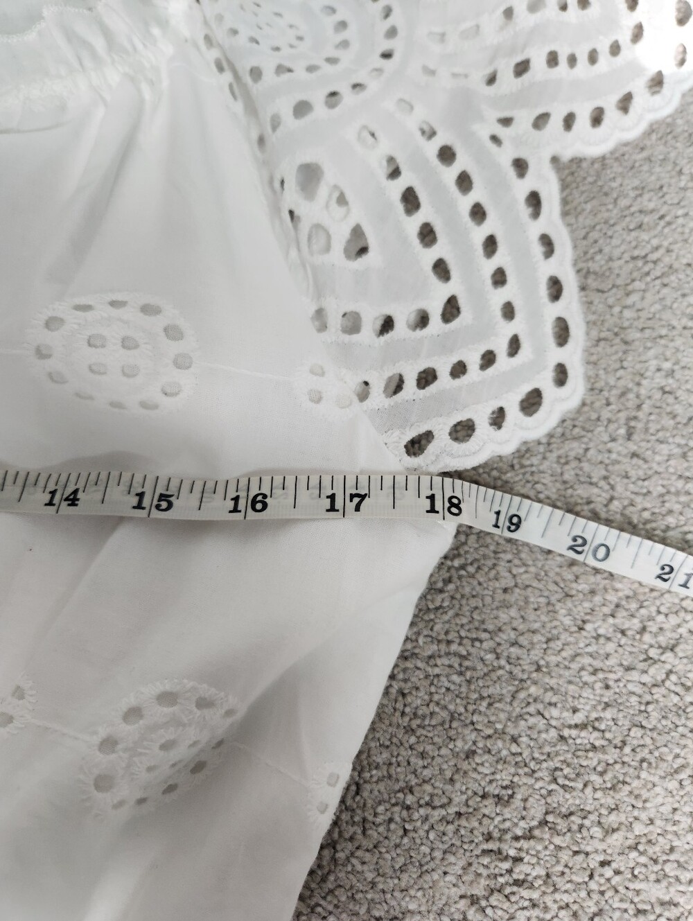 White Eyelet 100% Cotton Midi Dress Flutter Sleeve Size Small Fits Medium - Picture 7 of 12